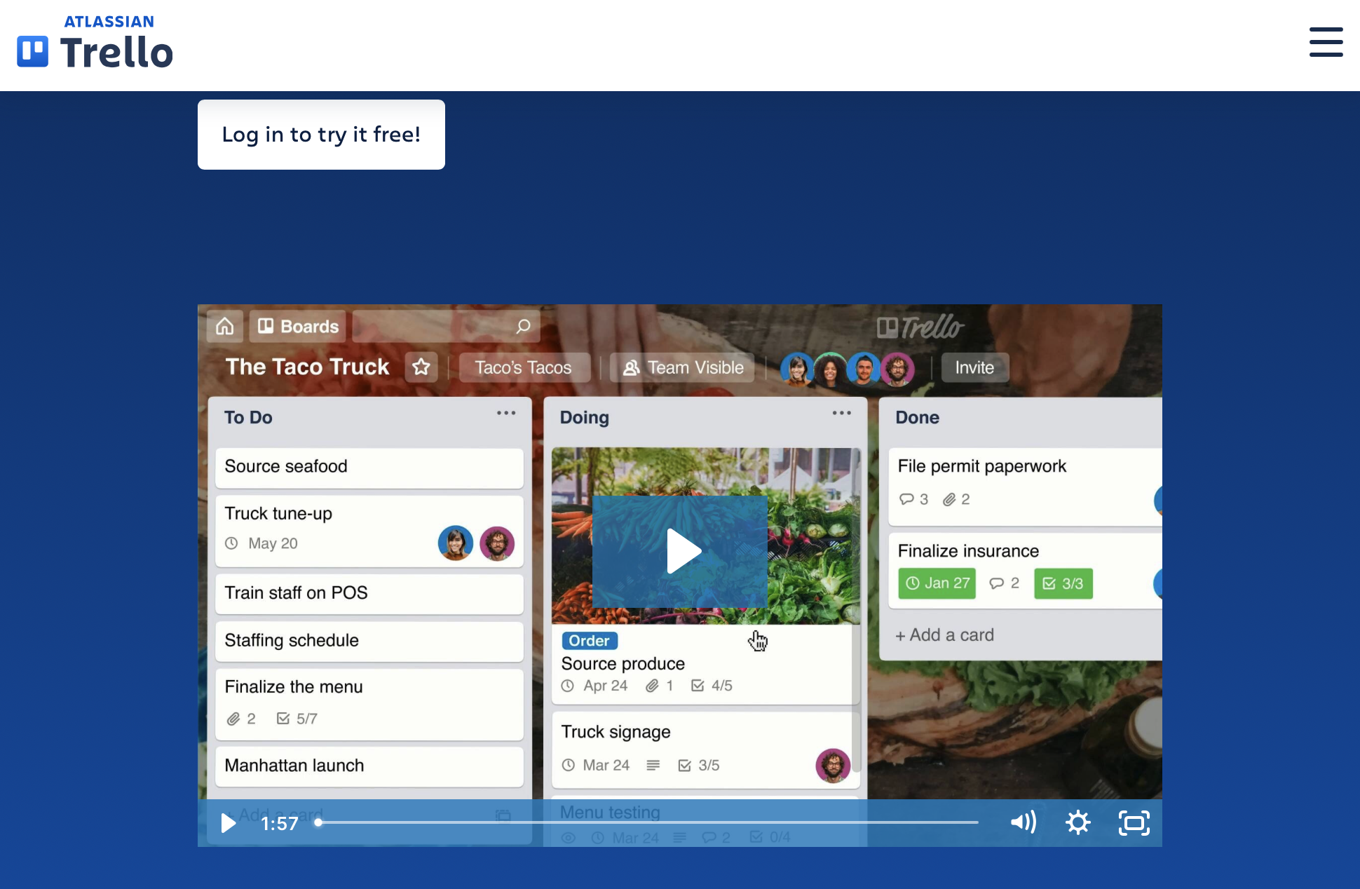 Ejemplo Trello landing page