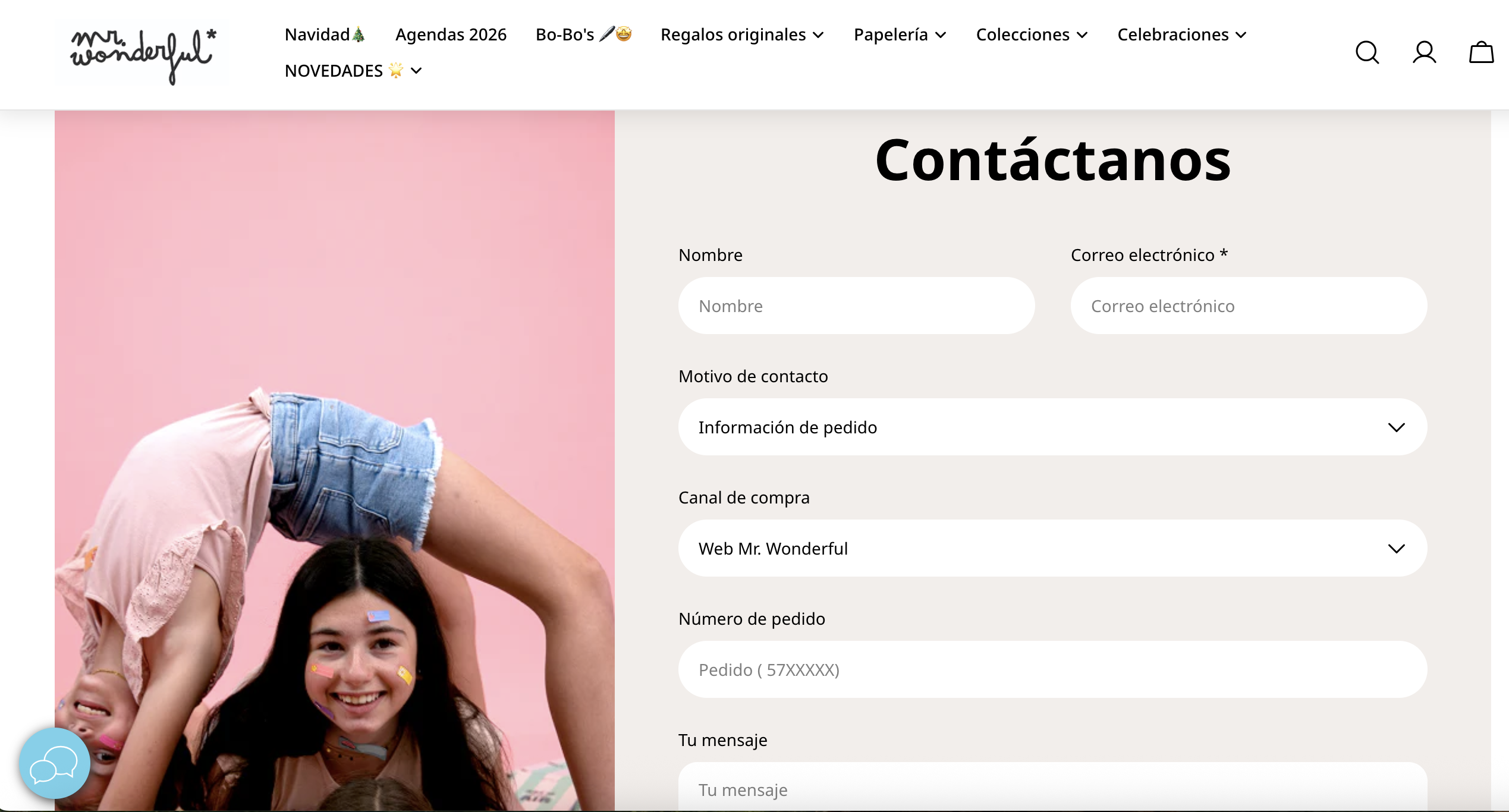 Formulario de contacto Mr.Wonderful