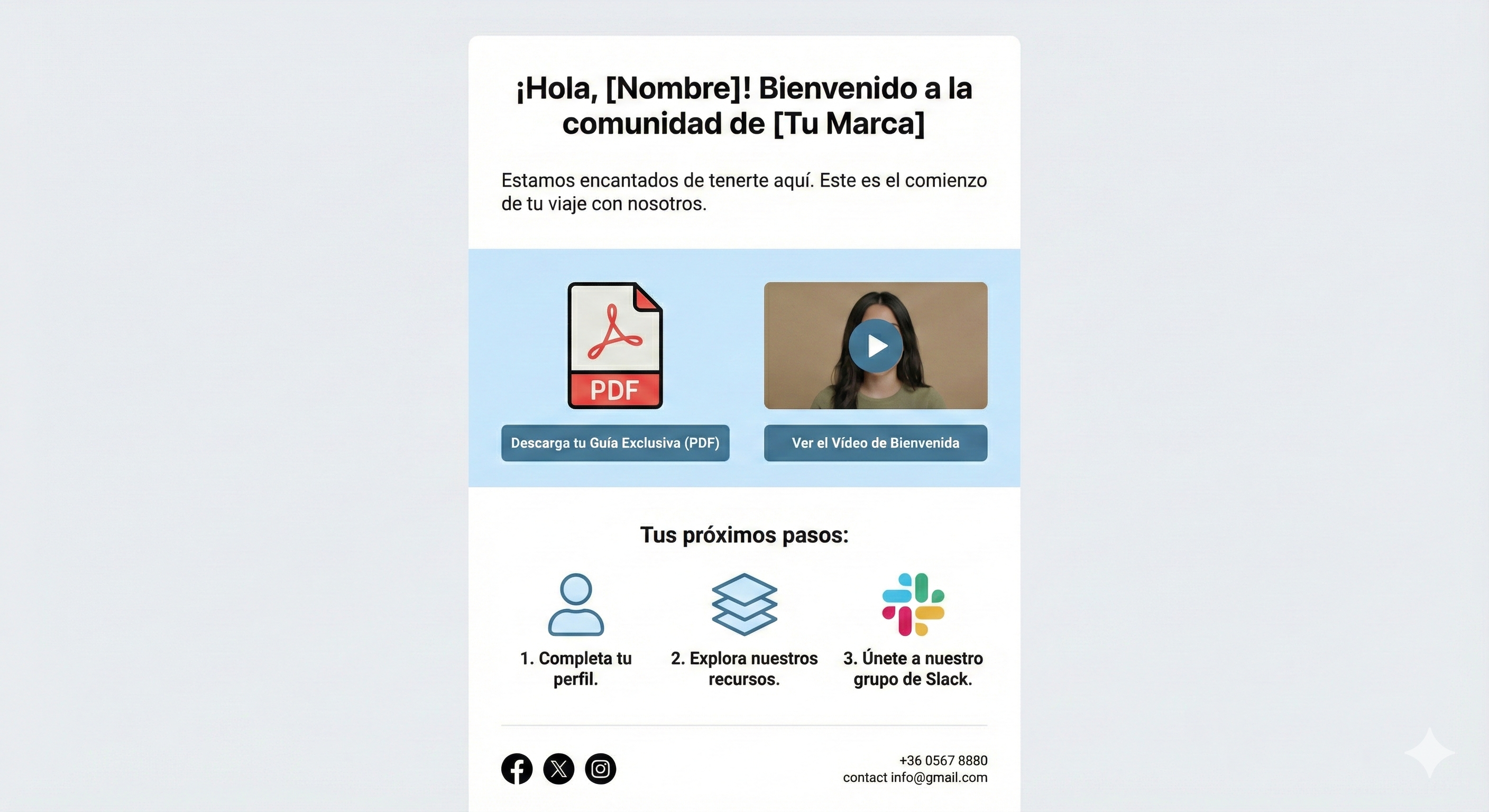 Plantilla de newsletter de bienvenida (onboarding) Plantilla de newsletter de bienvenida (onboarding)