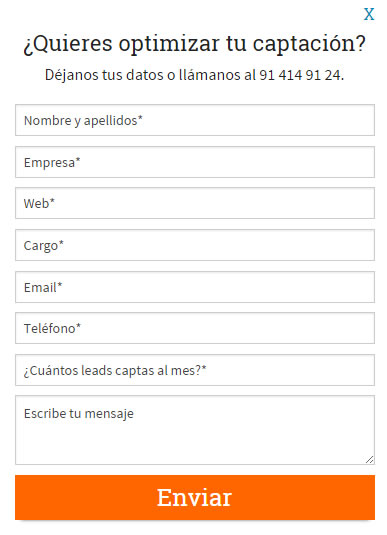 Ejemplo de formulario para landing page