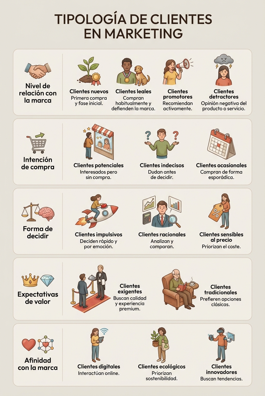 Qué tipos de clientes existen en marketing