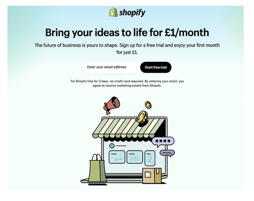 Ejemplo Shopify landing page