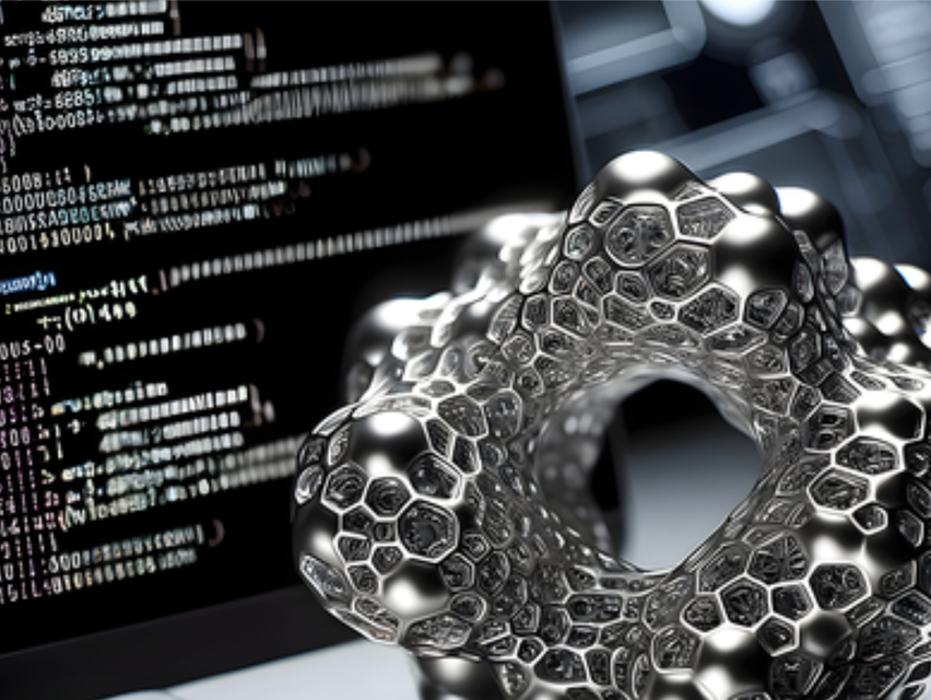AI-driven simulation of high-performance aluminum alloy structures, showcasing advanced material design and computational modeling.