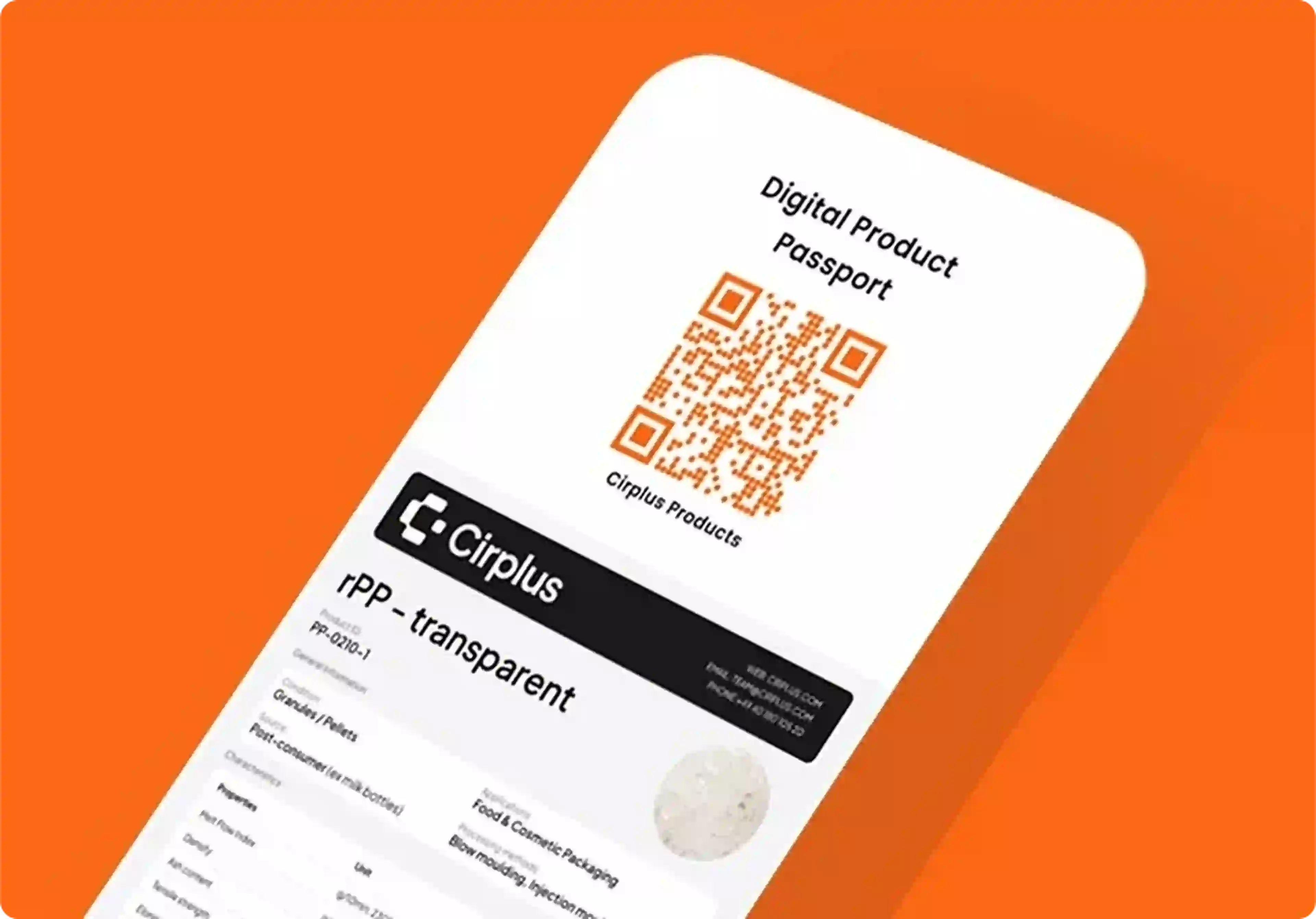 Screenshot or product passport AR code with technical datasheet