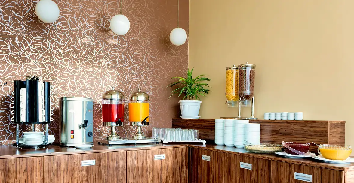 breakfast spread in a hotel