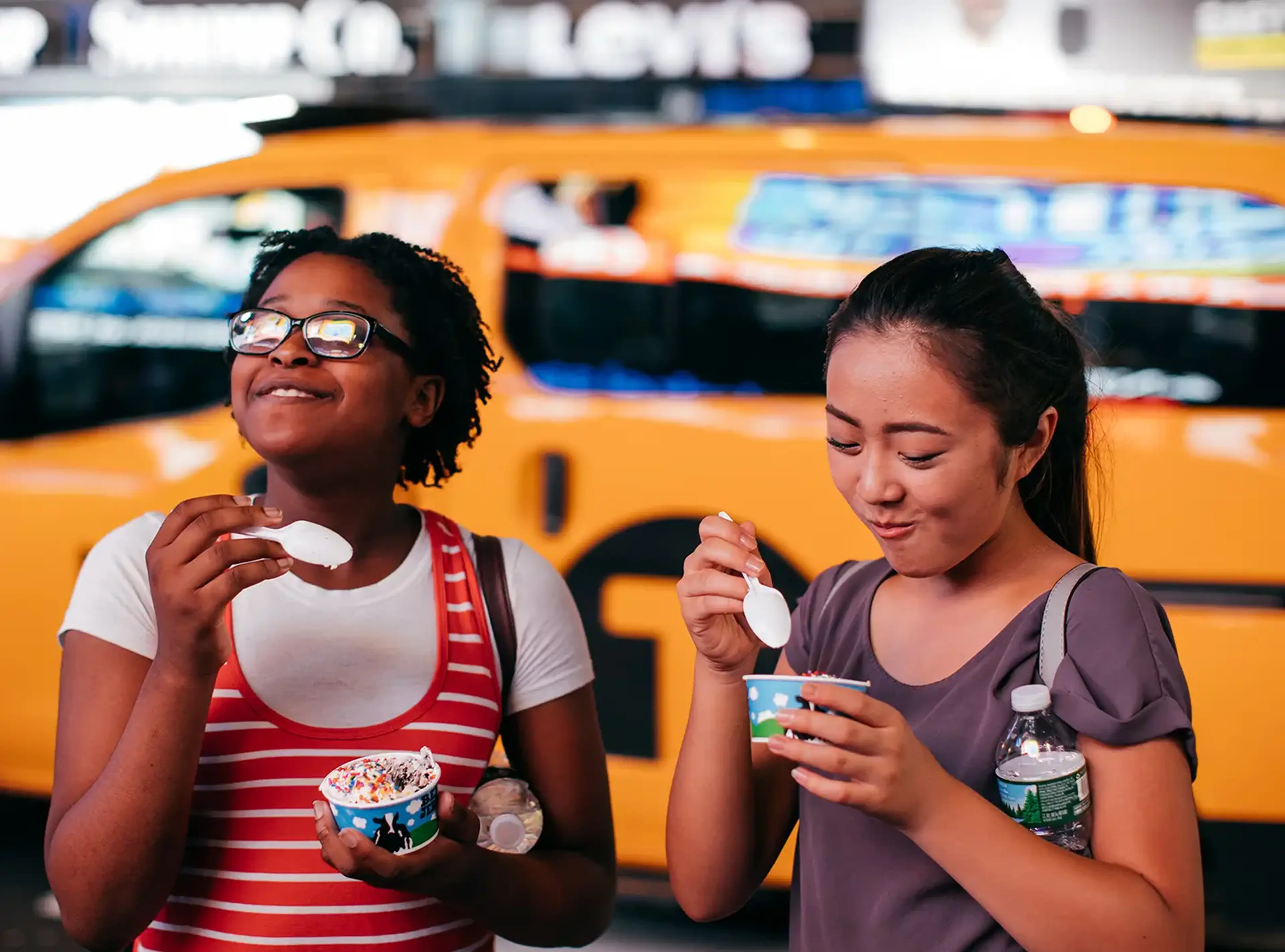 Two students eating ice cream in New York City