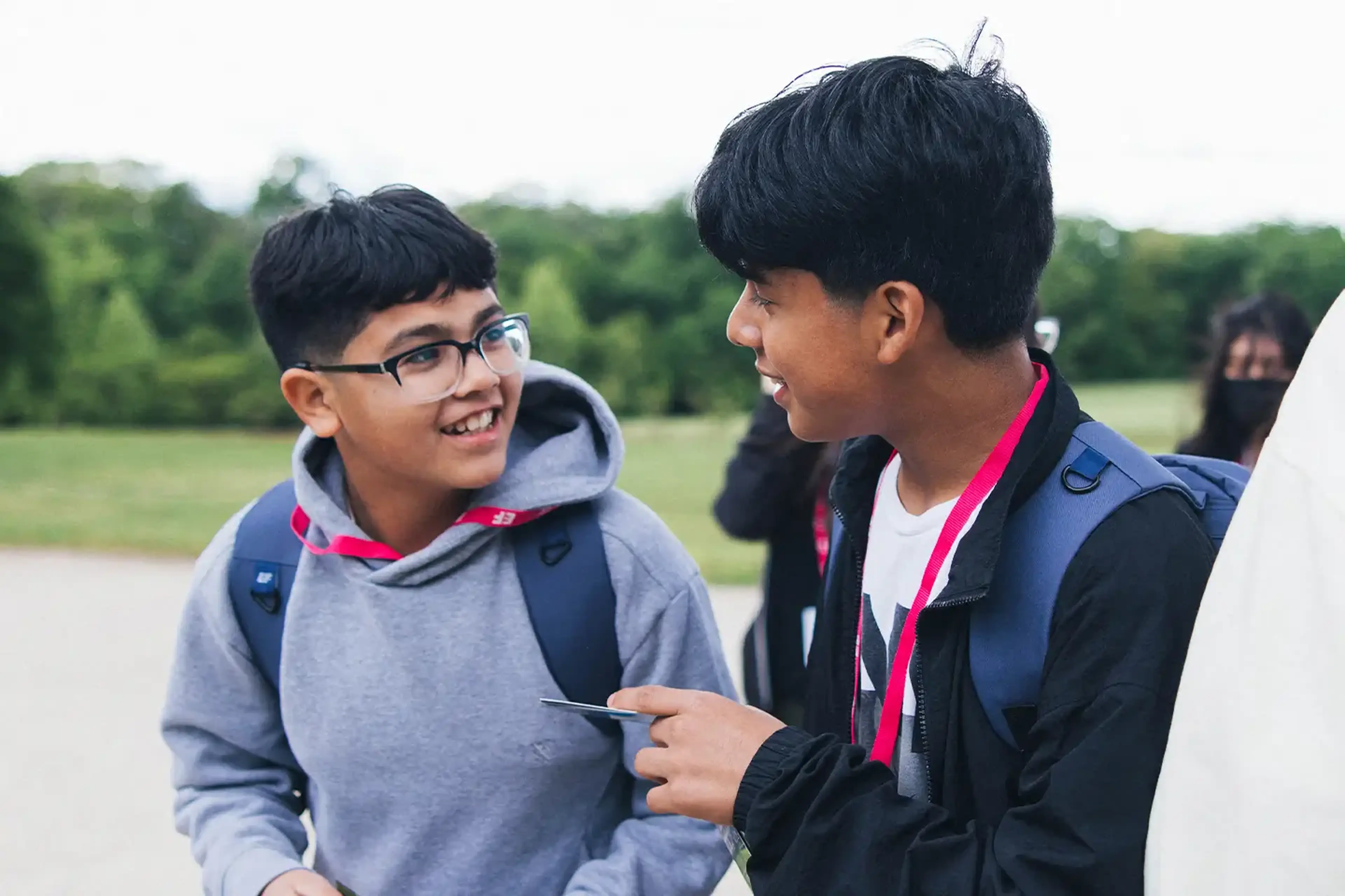 Students connecting on tour