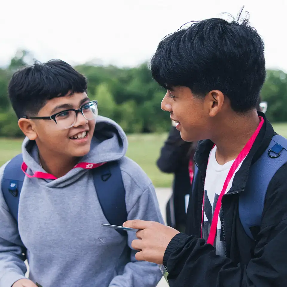 Students connecting on tour