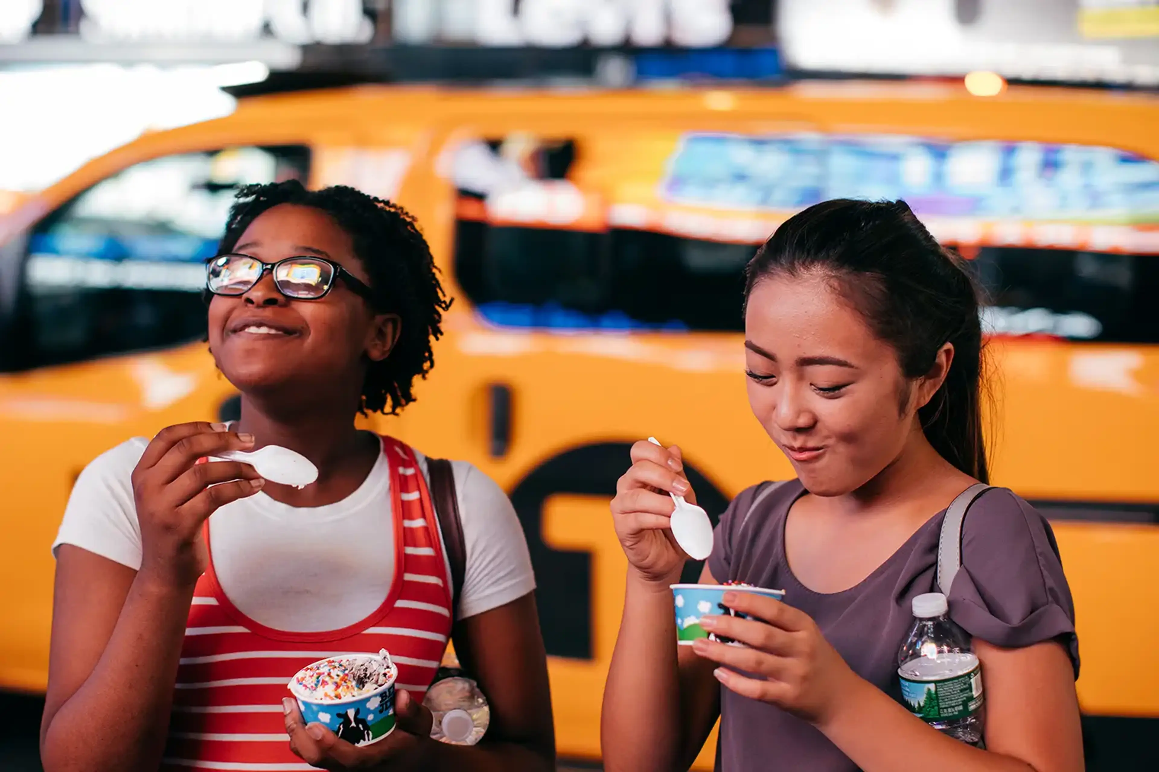Two students eating ice cream in New York City