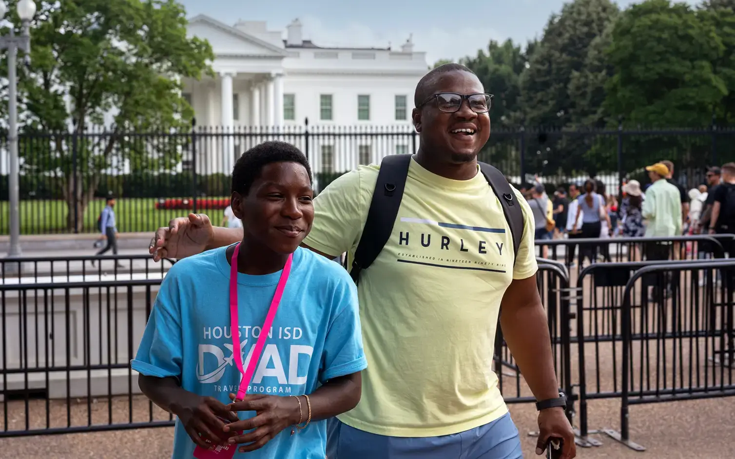 Student and teacher visiting the White House on tour