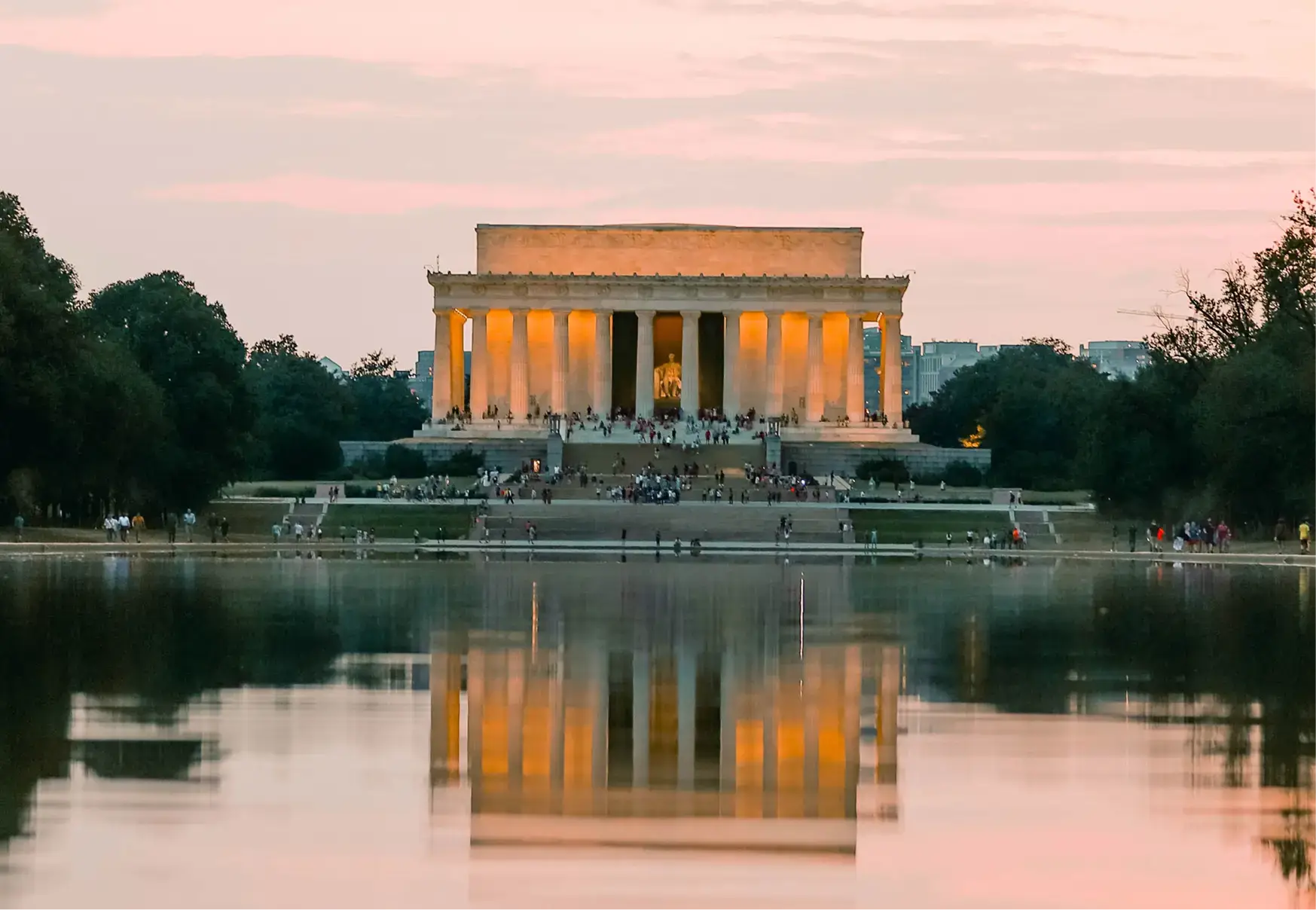 The Lincoln Memorial at sunset
