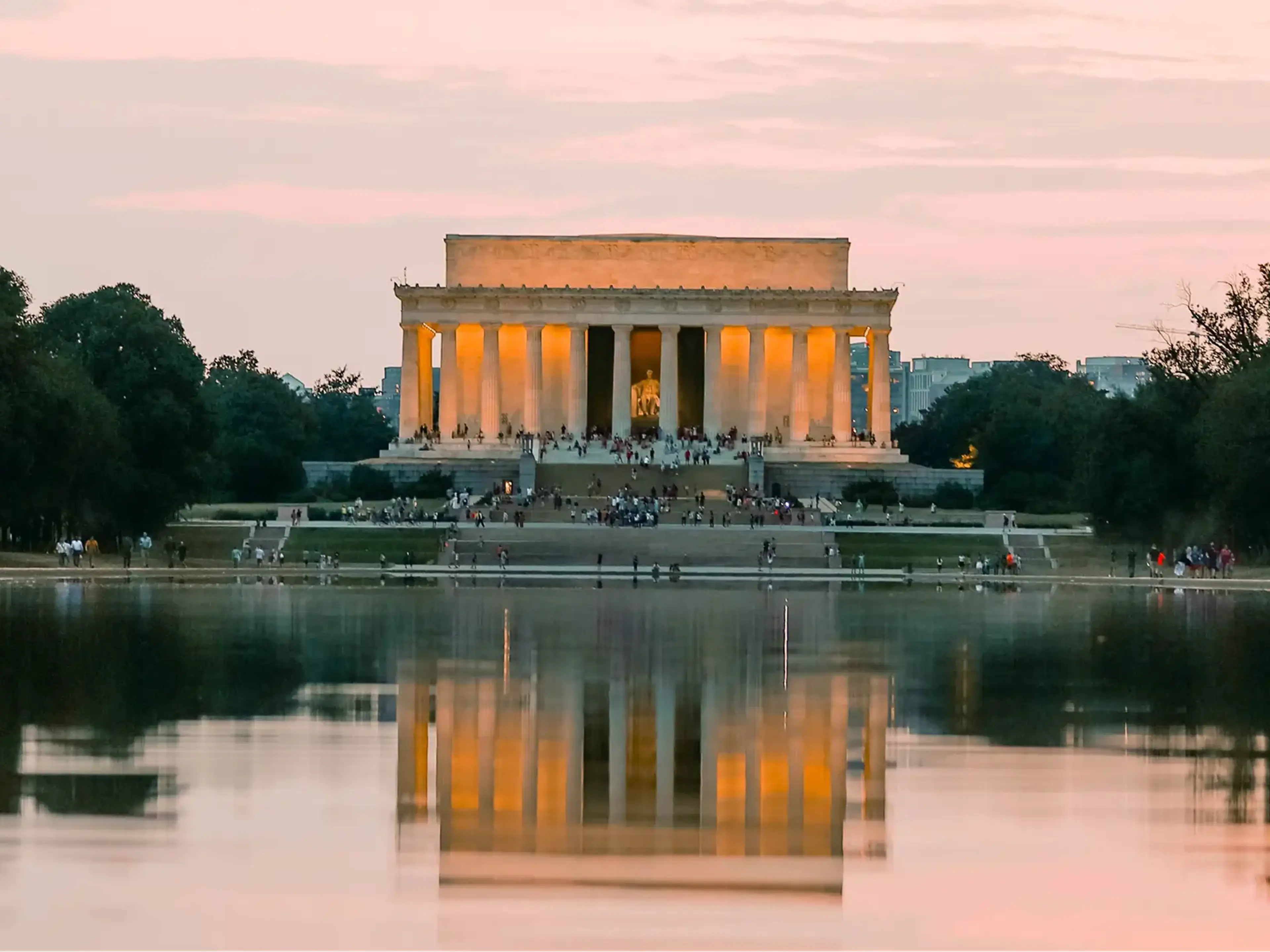 The Lincoln Memorial at sunset