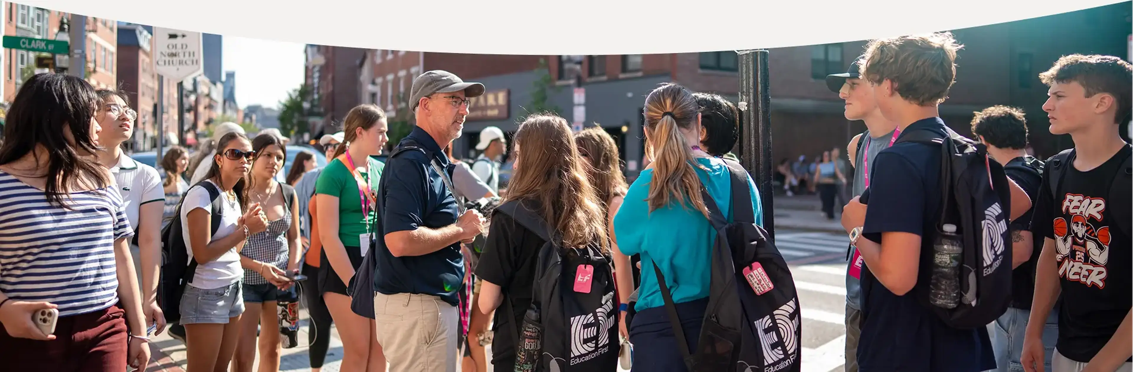 Students and teacher on tour in Boston