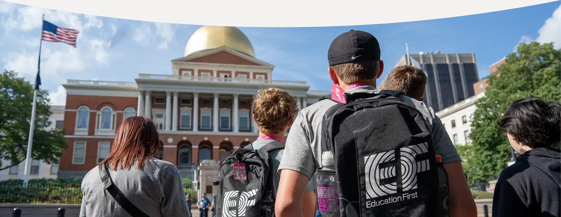 Students on tour in Boston visiting the Massachusetts State House