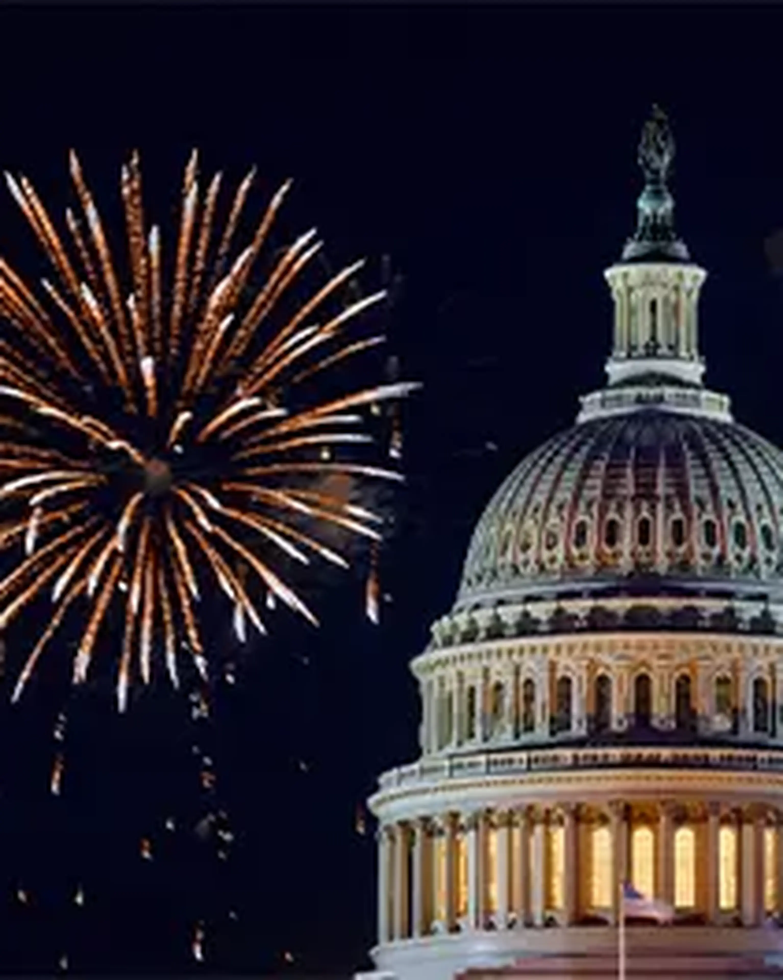 capitol building with fireworks