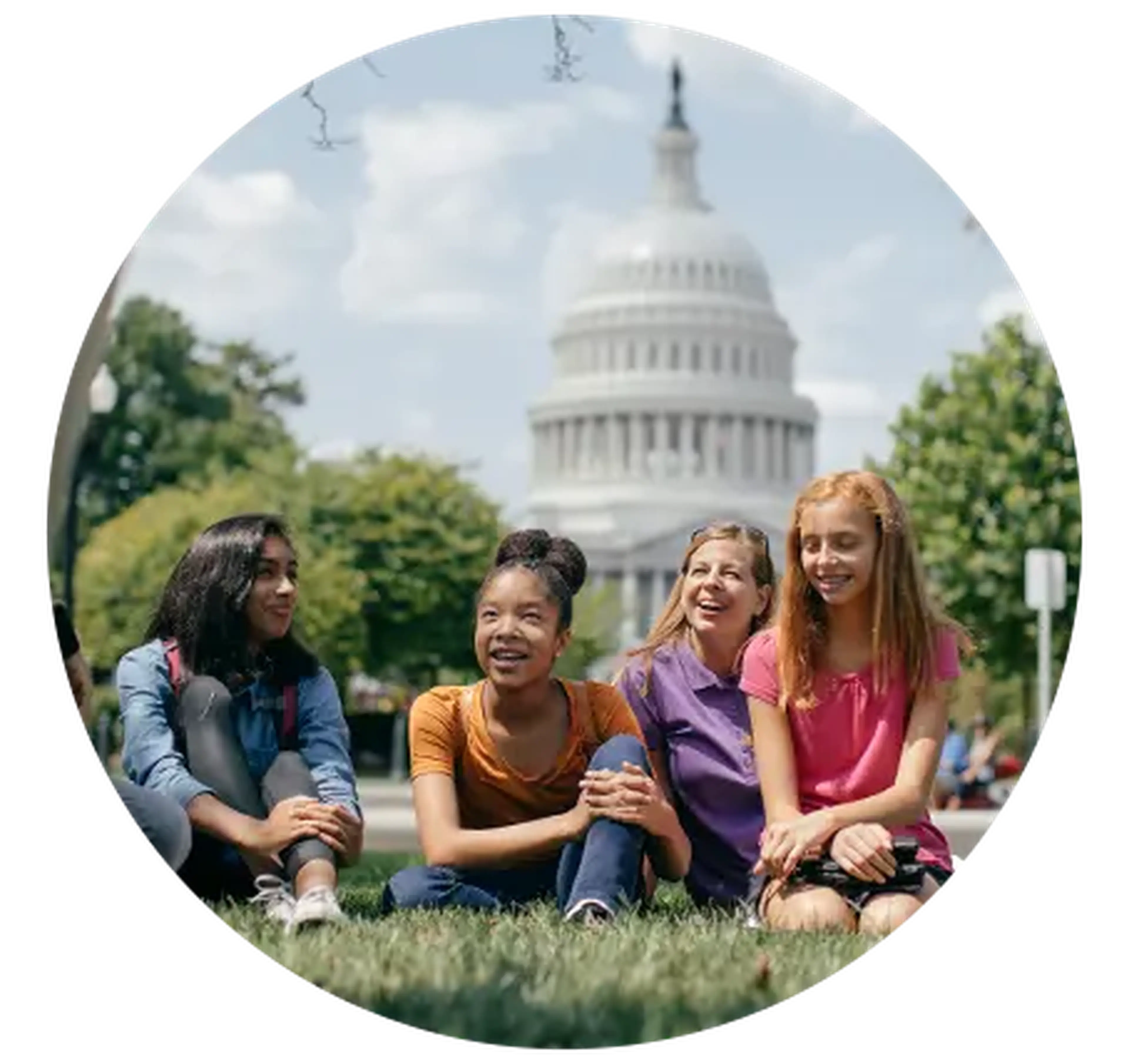 students sitting new capitol building