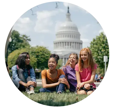 students sitting new capitol building
