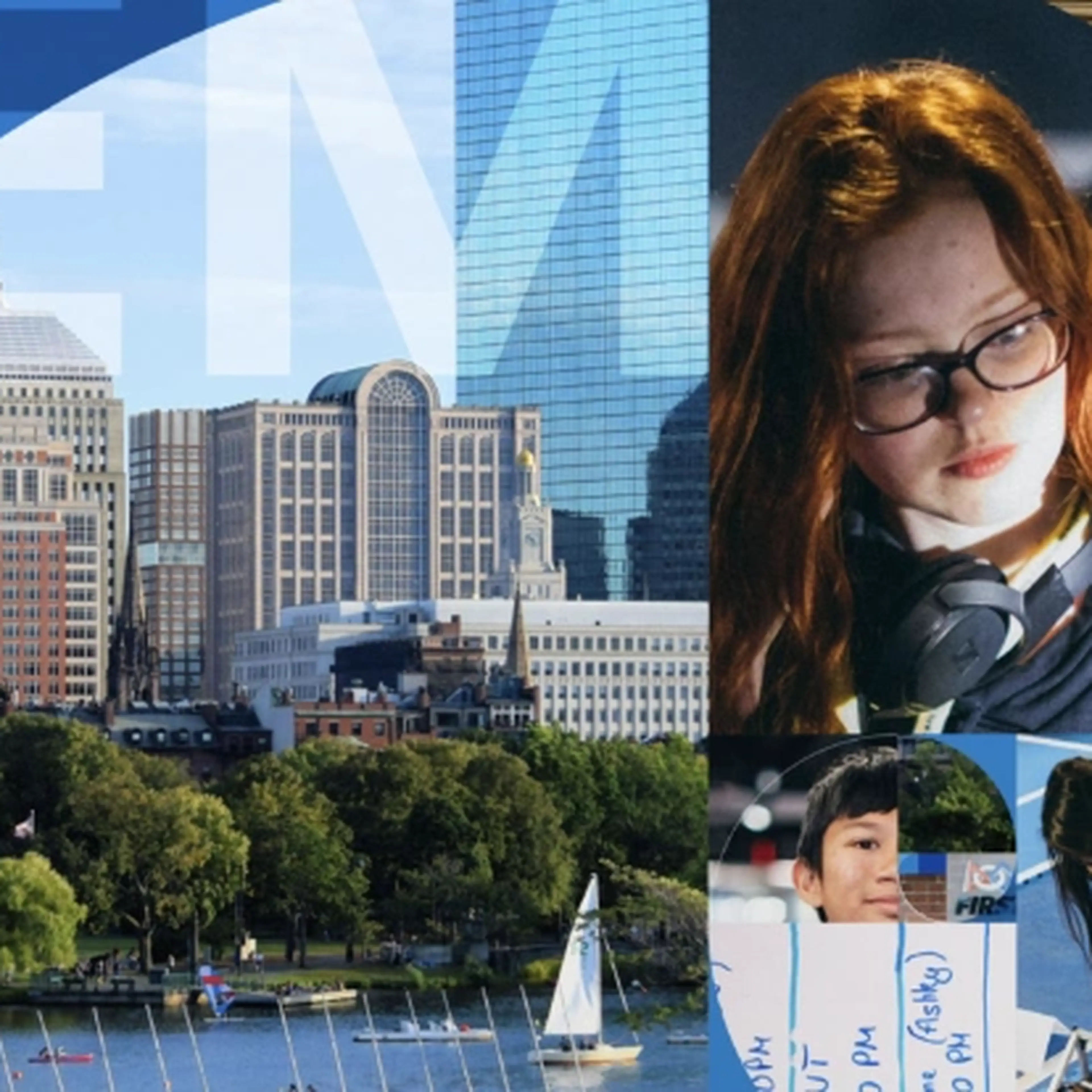 collage of students doing activities related to stem
