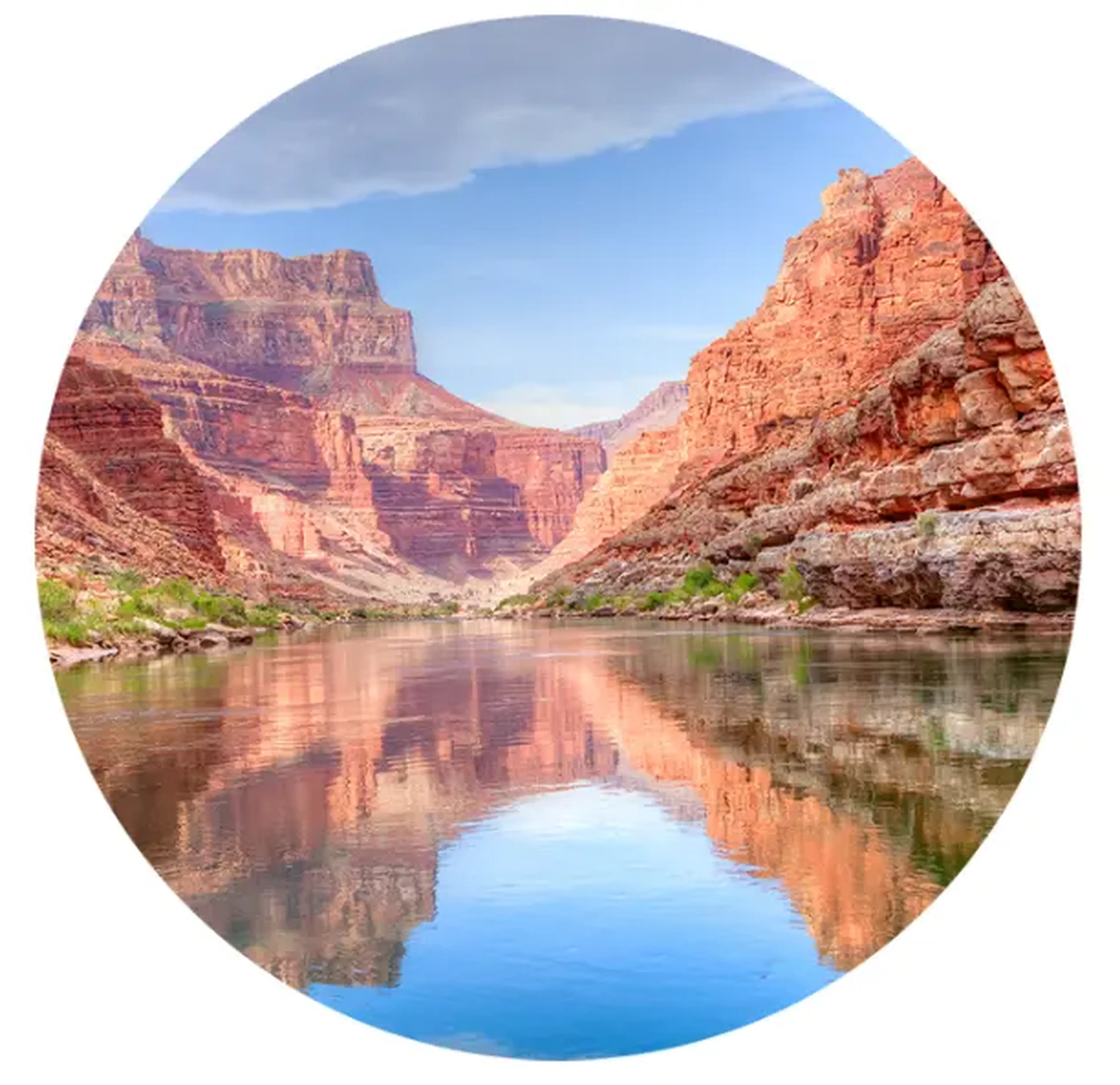 view of canyons from the river float trip
