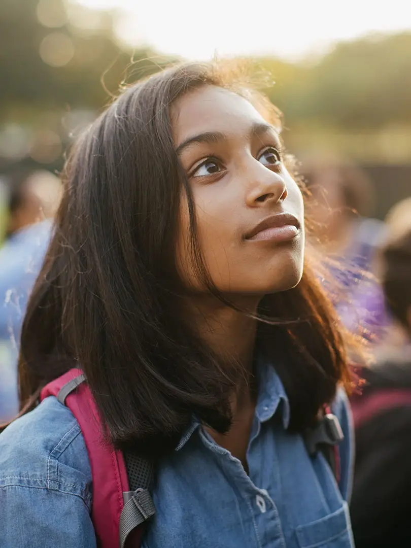 student engaging in new perspective on tour