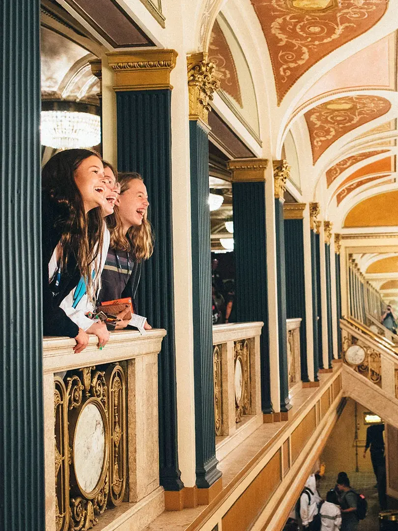 students visiting a theater in new york city