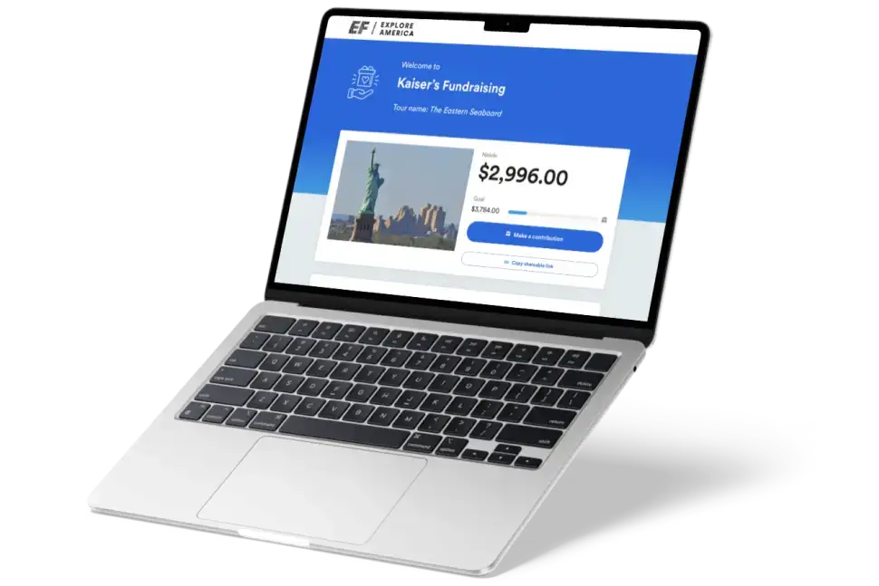 fundraising screenshot on a laptop