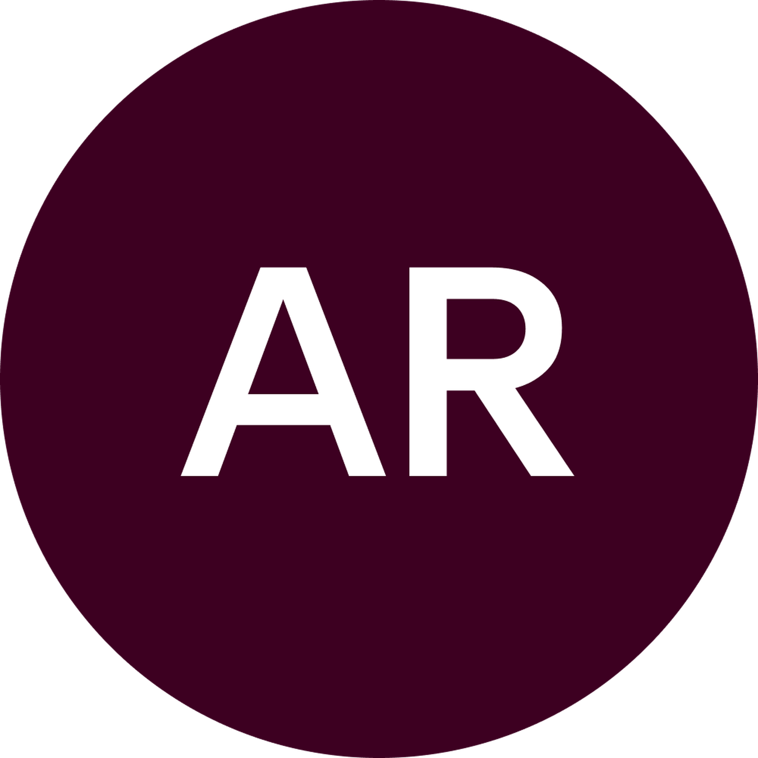Plain dark background with bright initials "AR"