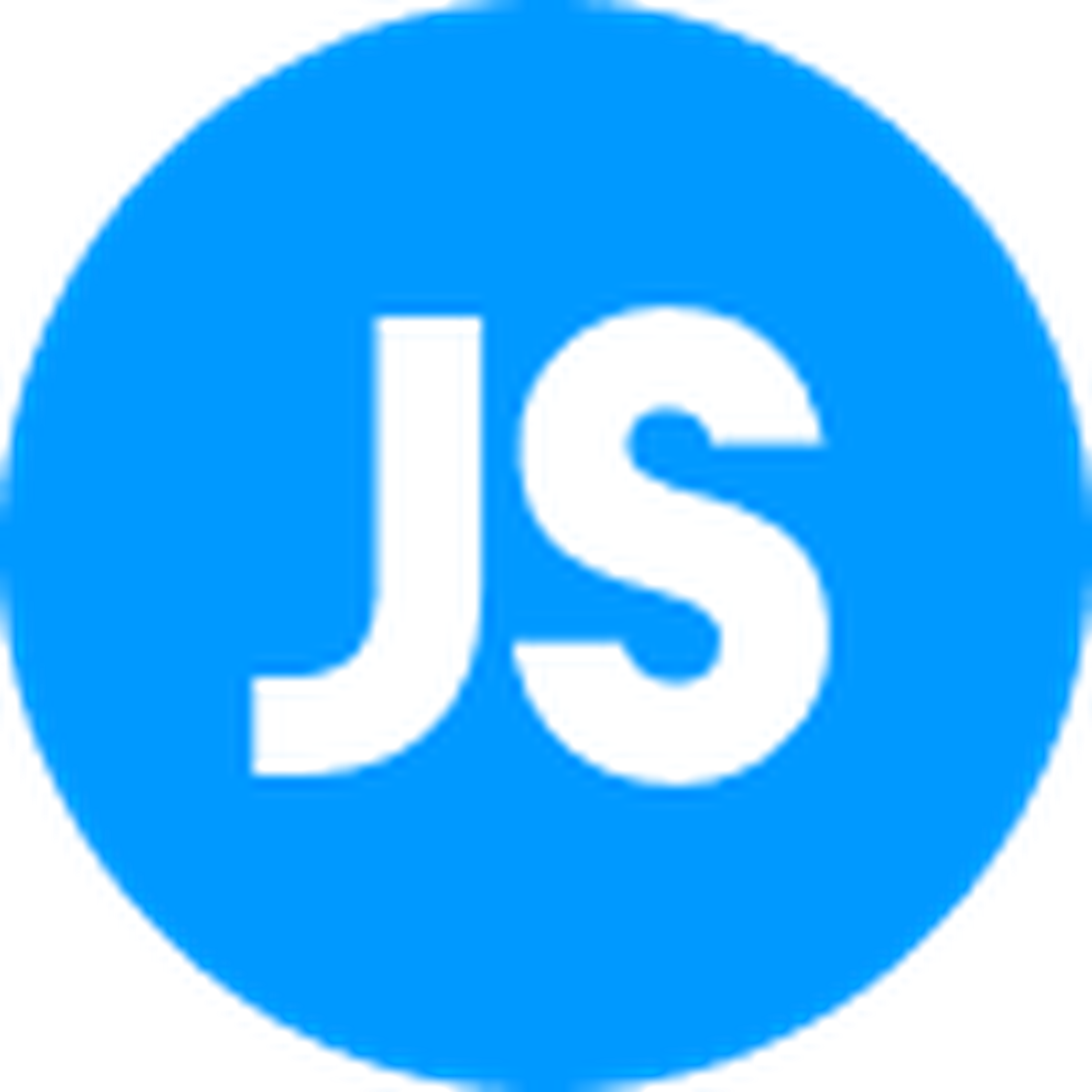 Blue circle with white "JS" initials in the center