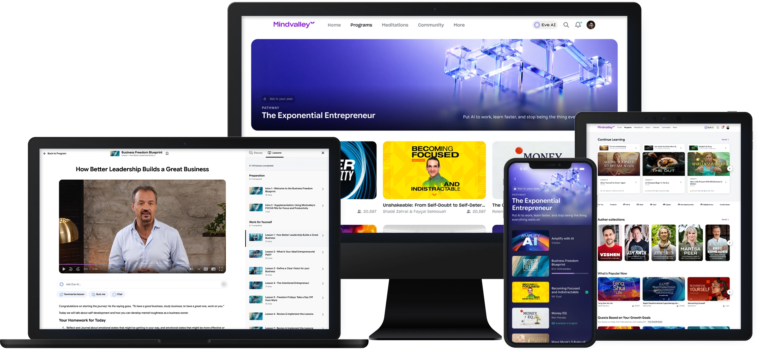 The Exponential Entrepreneur pathway on desktop, laptop, tablet and phone
