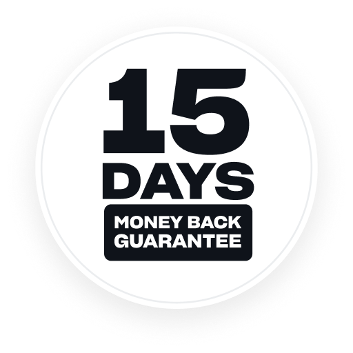 15-day money-back guarantee badge