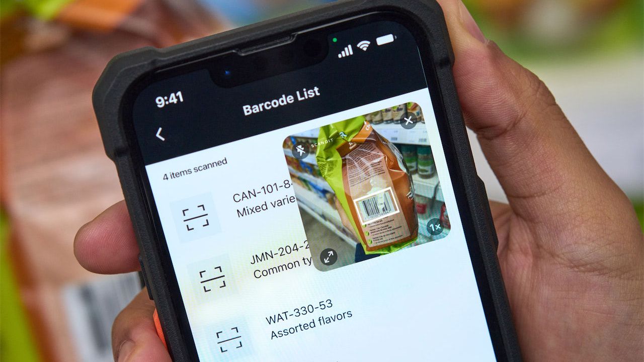 Scanning a barcode with glare from a grocery store shelf