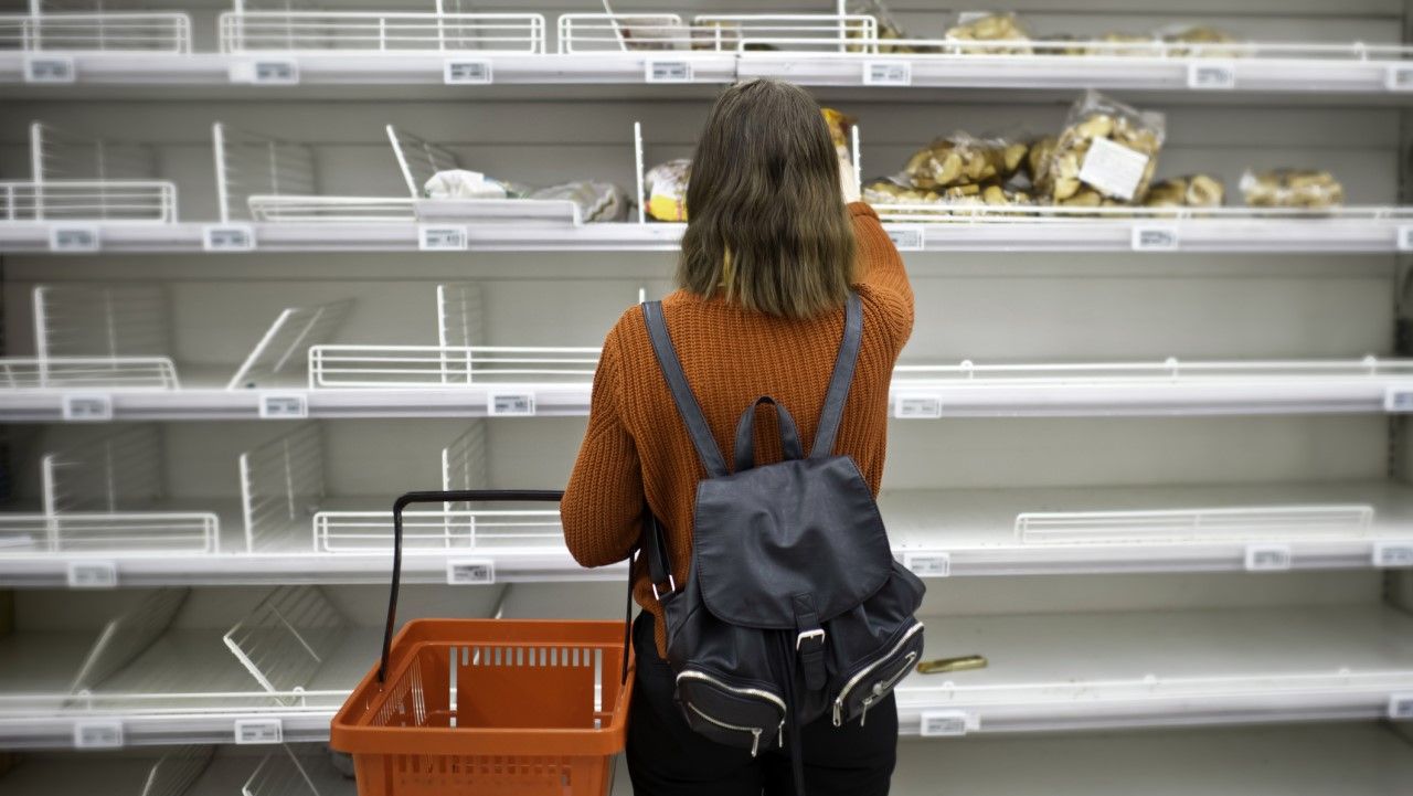 Grocery shelf with low on-shelf availability