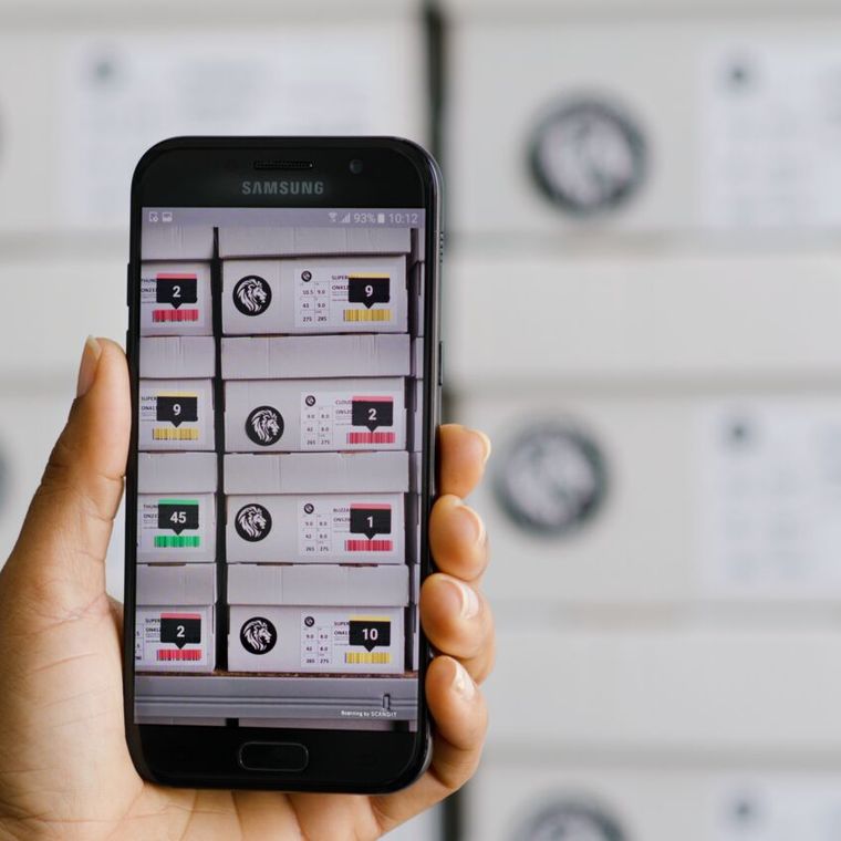 Augmented Reality barcode scanning shoe boxes mobile device