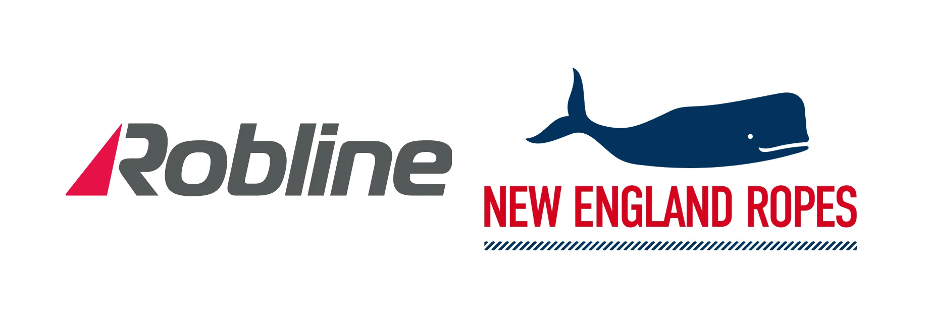Logos of Robline and New England Ropes, featuring a stylized whale and bold text.