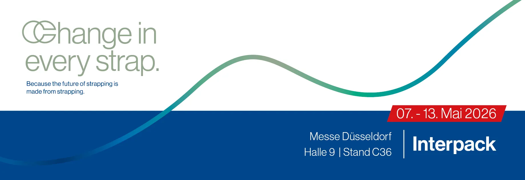 Banner for Interpack 2026, reading "Simply Unique" with event details: 7-13 May, Düsseldorf, focused on processing and packaging.