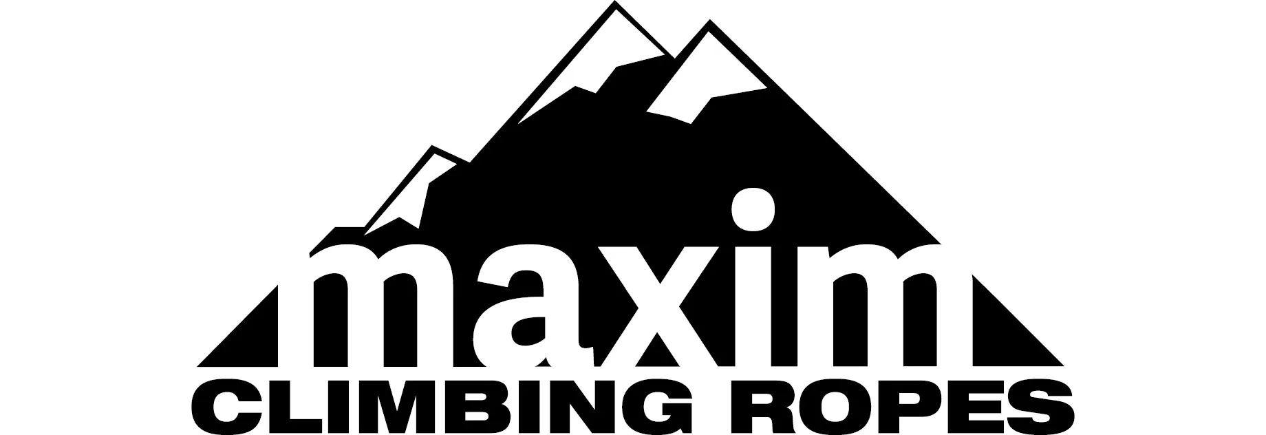 Logo featuring stylized mountains above the text "Maxim Climbing Ropes" in bold letters.