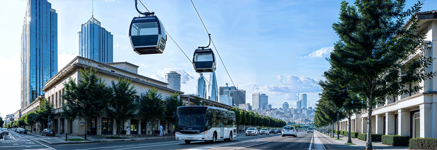 City surroundings with gondola