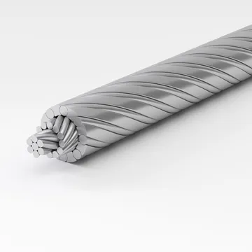 Steel wire rope close-up, stranded construction detail