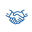 Icon of a handshake representing agreement or partnership.