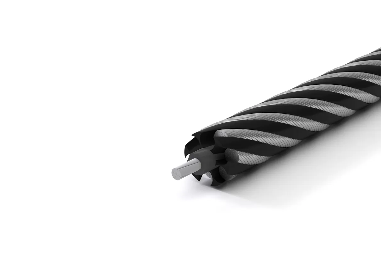 Showing the wire rope construction of the rope Solitec XD