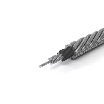 Steel wire rope cross section with core visible