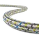 braided grey rope with blue and yellow tracer