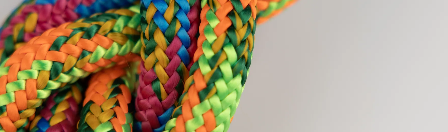 Fiber ropes in different colors braided together