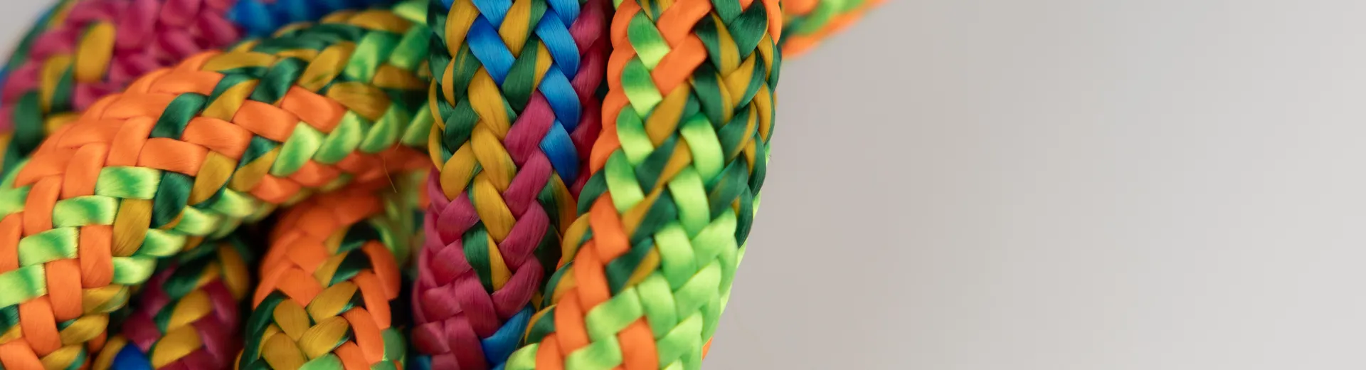 Fiber ropes in different colors braided together