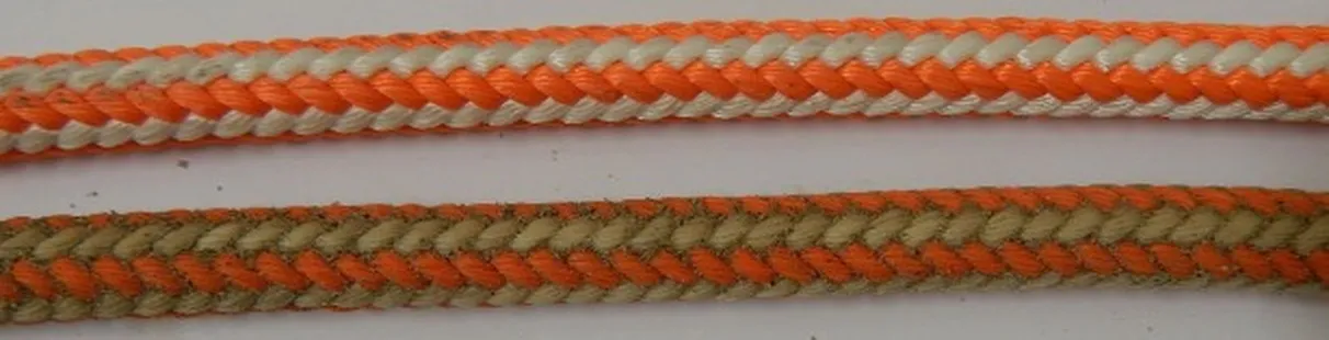 Braided Safety Blue 12.7 mm - before and after treatment with dirt