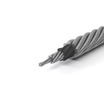 Cross section of steel wire rope with core and strands