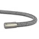 Gray synthetic rope with red and blue flecks and metal end cap