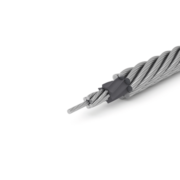 Cross-section of steel wire rope with core and strands visible