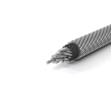 Steel wire rope cross-section with individual wires visible