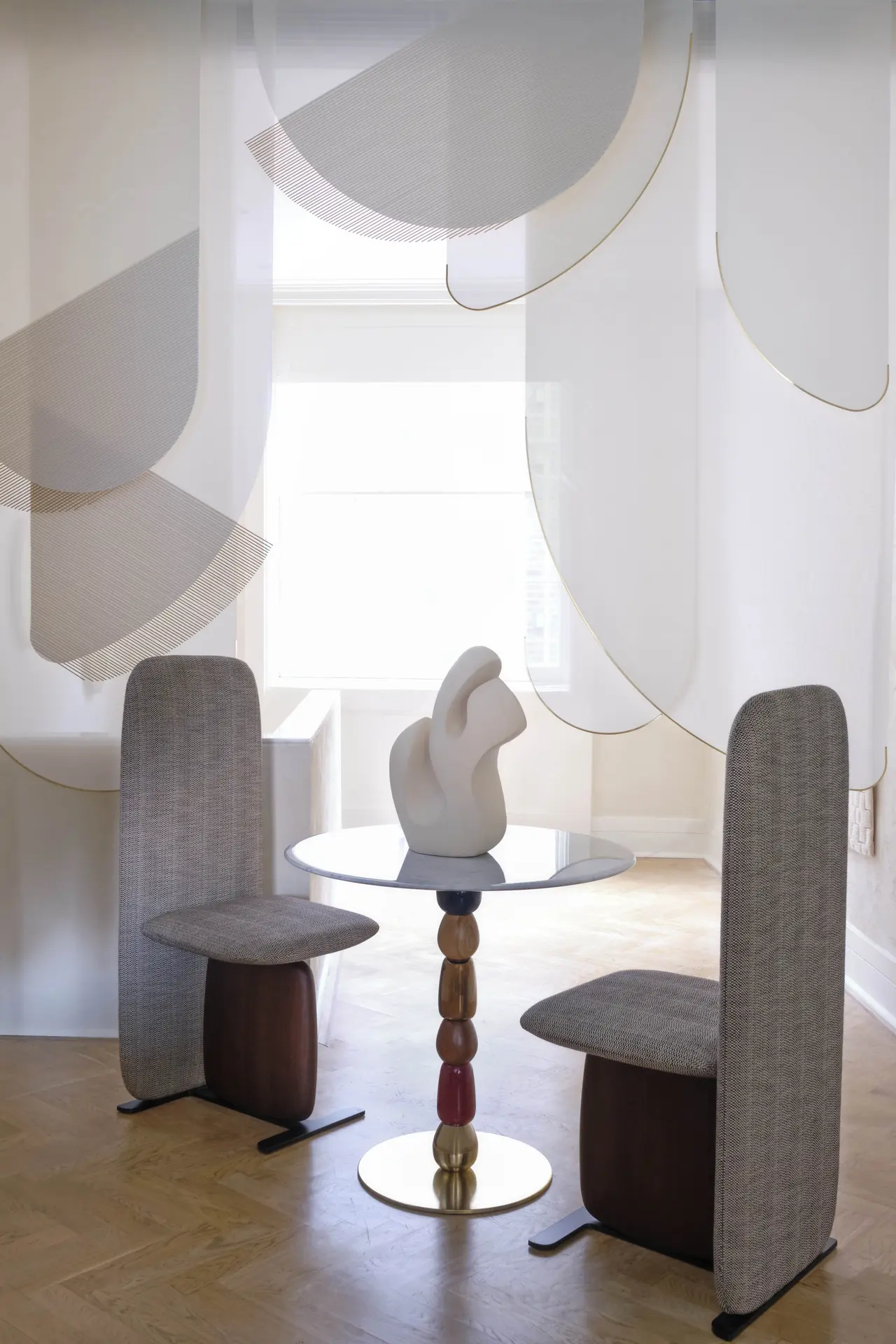 Below the Heavens Rayon MTX window Panels, Atlas Dining Chair, Gaea Bistro Table